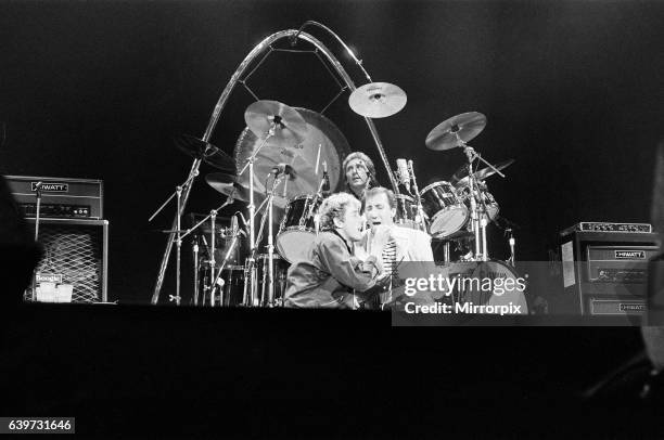 British rock group The Who in Toronto, Canada. The band performing on stage at Maple Leaf Gardens, the last venue on their Farewell tour. Singer...