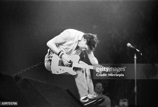 British rock group The Who in Toronto, Canada. Guitarist Pete Townshend performing on stage at Maple Leaf Gardens, the final venue on the band's...