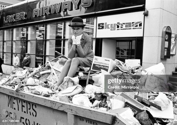 Thousands of Laker Airways employees arrived in London for a demonstration in support of their boss Sir Freddie Laker, after the company went bust....