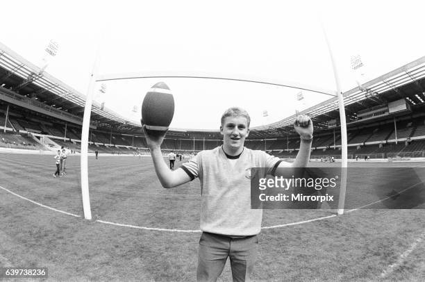 Shaun Edwards of Wigan stands on the Wembley turf for the first time on the eve of the Rugby League Cup Final against Widnes. Edwards will be the...