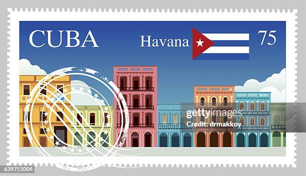 cuba stamp - havana vector stock illustrations