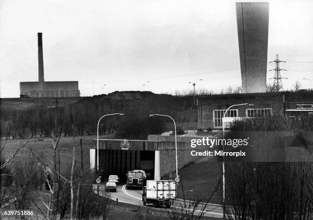 The Tyne Tunnel, runs under the River Tyne from Howdon in North Tyneside to Jarrow in South Tyneside - Traffic entering the tunnel at the North...