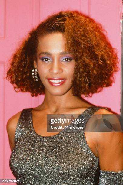 Whitney Houston pictured in London as she topped the British charts on 10th December 1985.