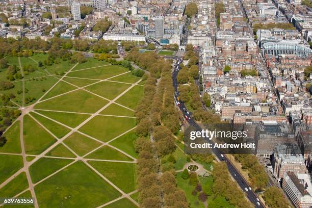 aerial photography view north of speakers' corner and marble arch. london w1c uk. - hyde park - london stock-fotos und bilder