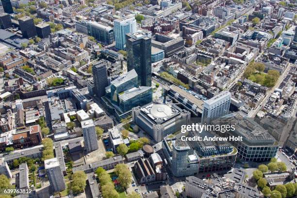aerial view east of triton square, marylebone. london nw1 uk. - nw postcode area stock pictures, royalty-free photos & images