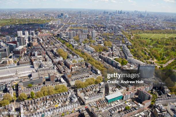 aerial photography view east of marylebone and paddington. london w2, uk. - marylebone photos et images de collection