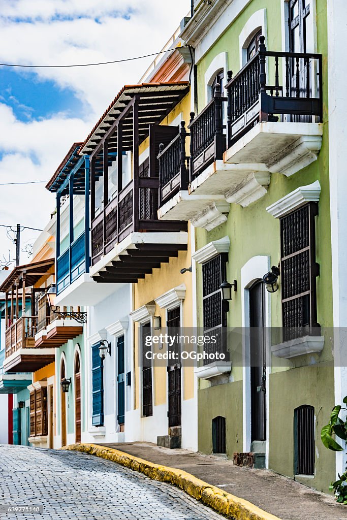 Colorful house facades of Old San Juan, Puerto Rico.
