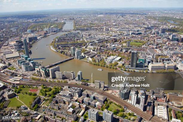 aerial photography view west of vauxhall, nine elms and westminster, london - vauxhall london stock pictures, royalty-free photos & images