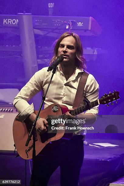 Singer Tim Wilhelm of the German band Muenchener Freiheit performs live during a concert at the Friedrichstadtpalast on January 23, 2017 in Berlin,...