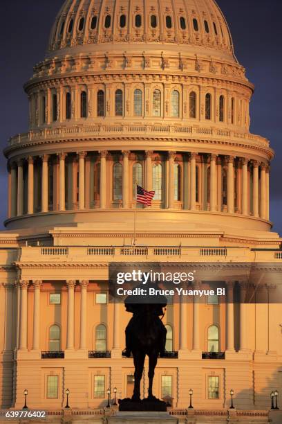 us capitol building with ulysses s grant memorial - ulysses s grant statue stock pictures, royalty-free photos & images