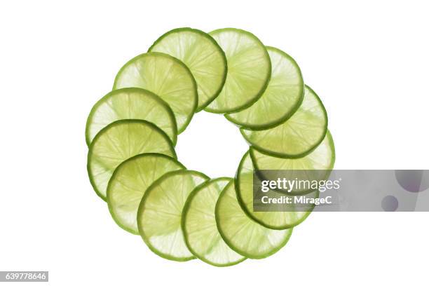 lime slices circle loop on white background - fine photos et images de collection