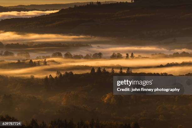 golden light at sunrise over the south lake district. england, uk. - loughrigg fells - fotografias e filmes do acervo