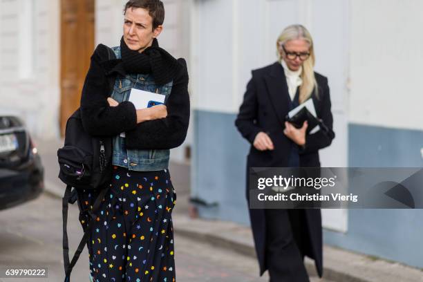 Nicola Knels and Christiane Arp from Vogue Germany outside Dior on January 23, 2017 in Paris, Canada.