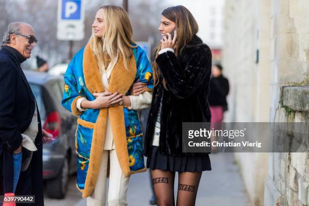 Lauren Santo Domingo and Bianca Brandolini d'Adda outside Dior on January 23, 2017 in Paris, Canada.