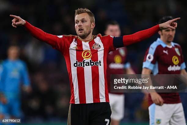 Sebastian Larsson of Sunderland during The Emirates FA Cup Third Round Replay between Burnley and Sunderland at Turf Moor on January 17, 2017 in...
