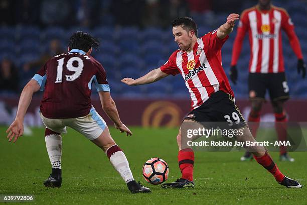 George Honeyman of Sunderland during The Emirates FA Cup Third Round Replay between Burnley and Sunderland at Turf Moor on January 17, 2017 in...