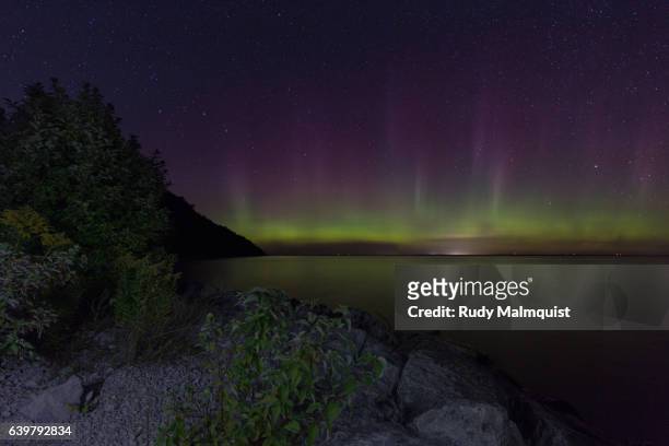 northern lights on mackinac island - northern lights michigan bildbanksfoton och bilder