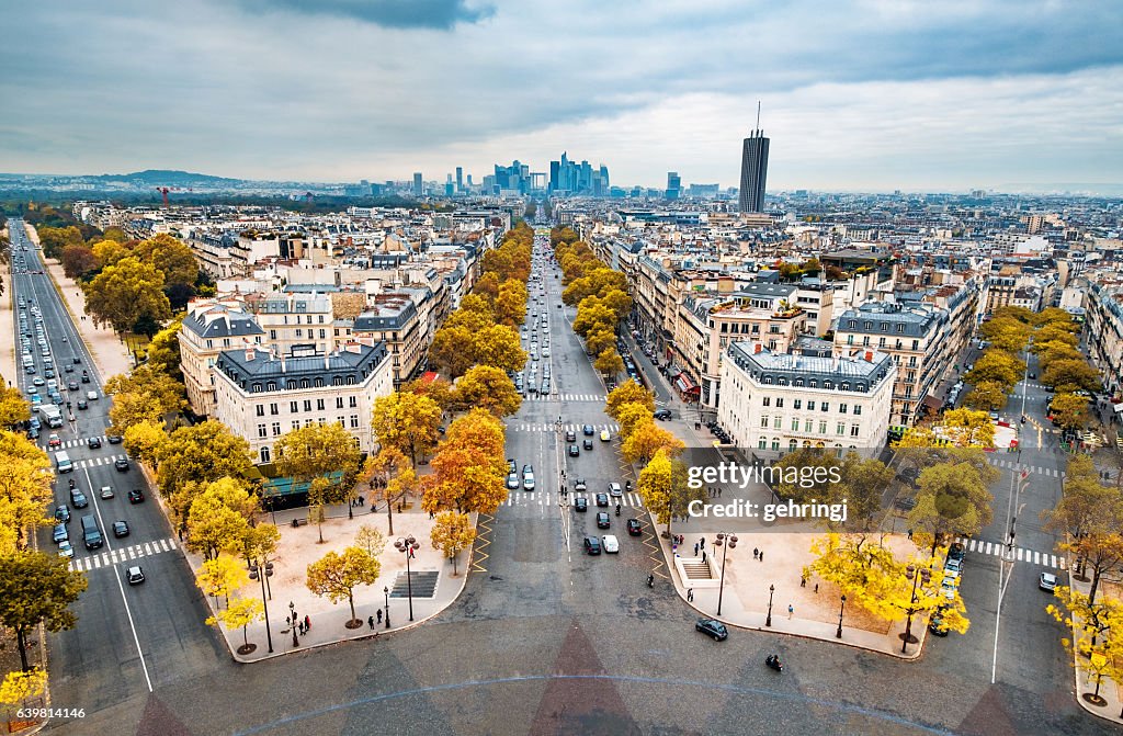 Vue d’automne depuis l’Arc de Triomphe, Paris