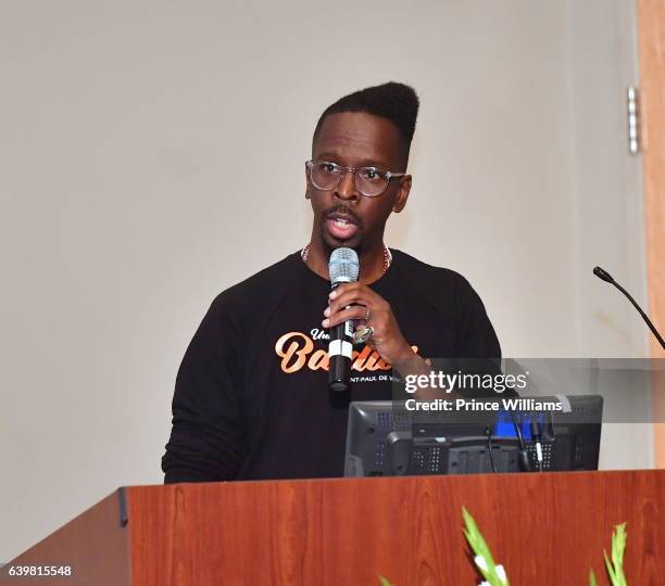 Fahamu Pecou attends "I Am Not Your Negro" Atlanta Screening at Morehouse College on January 23, 2017 in Atlanta, Georgia.