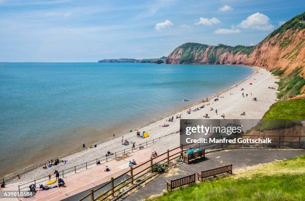 jurassic coast at peak hill sidmouth - beach holiday uk stock pictures, royalty-free photos & images