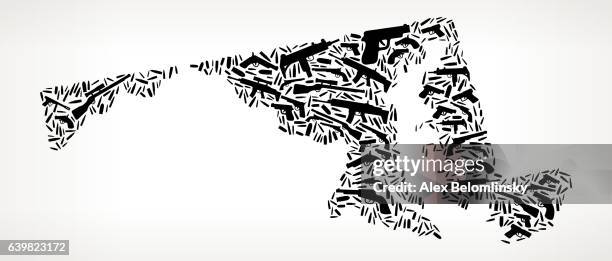 maryland gun black icon pattern background - machine gun stock illustrations