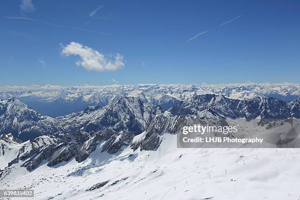 zugspitze plateau overview, germany bavaria - garmisch ski stock pictures, royalty-free photos & images