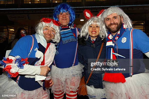 Fans arrive for the the 25th IHF Men's World Championship 2017 Quarter Final match between France and Sweden at Stade Pierre Mauroy on January 24,...