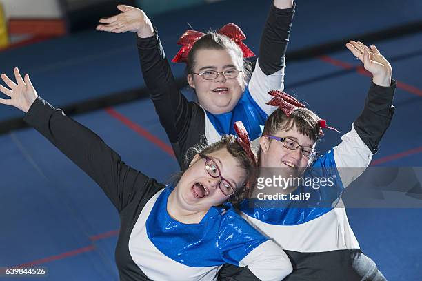 Group of girls with down syndrome on cheerleading squad