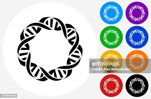 dna-symbol auf flachen farbkreis-tasten - dna stock-grafiken, -clipart, -cartoons und -symbole