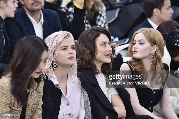 Cecile Cassel and Ellie Bamber during the Chanel Spring Summer 2017 show as part of Paris Fashion Week on January 24, 2017 in Paris, France.