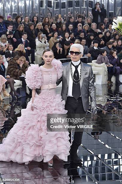 Lily-Rose Depp walks the runway during the Chanel Spring Summer 2017 show as part of Paris Fashion Week on January 24, 2017 in Paris, France.