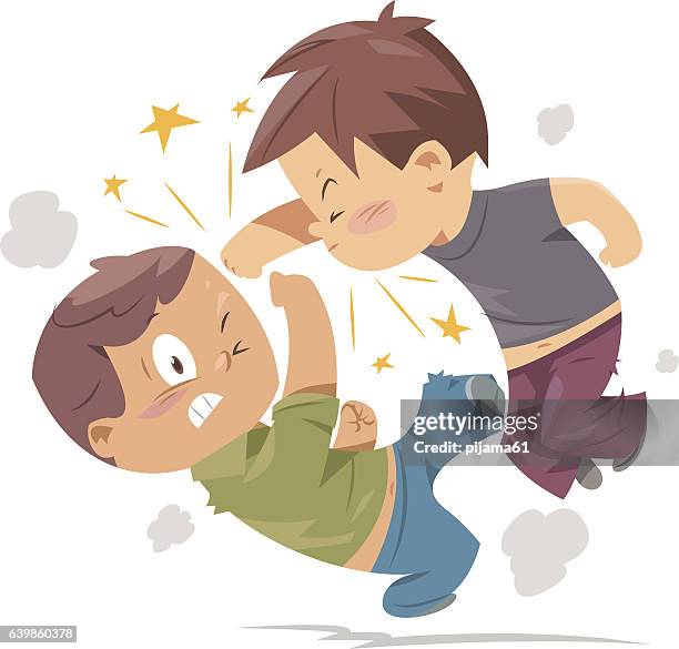 stockillustraties, clipart, cartoons en iconen met fighting boys - agression