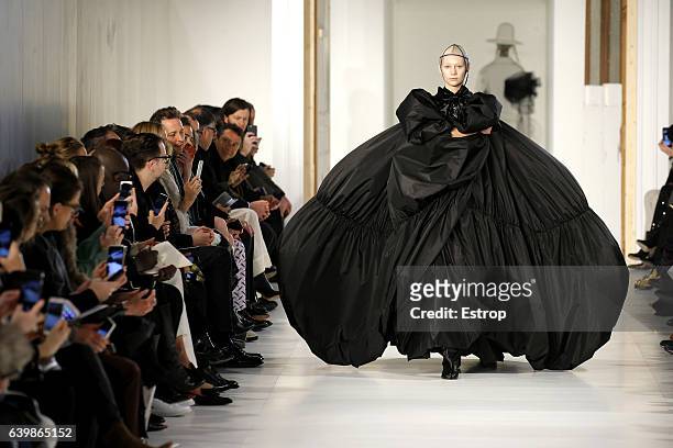 Model walks the runway during the Maison Margiela designed by John Galliano Spring Summer 2017 show as part of Paris Fashion Week on January 25, 2017...