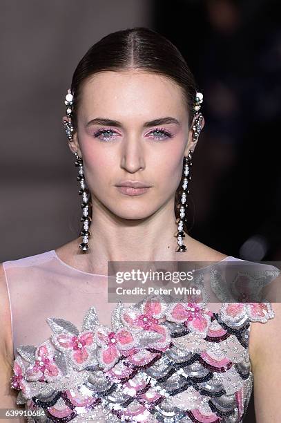 Stasha Yatchuk walks the runway during the Georges Hobeika Spring Summer 2017 show as part of Paris Fashion Week on January 23, 2017 in Paris, France.