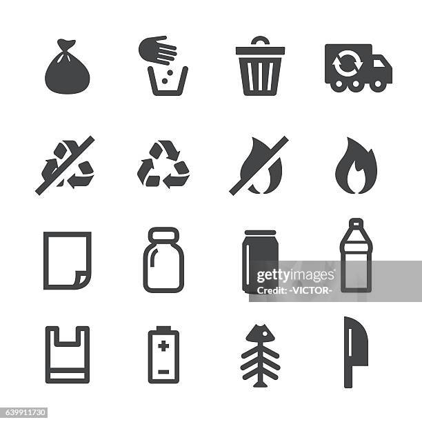müll- und abfallsortierungssymbole - acme series - brennbar stock-grafiken, -clipart, -cartoons und -symbole