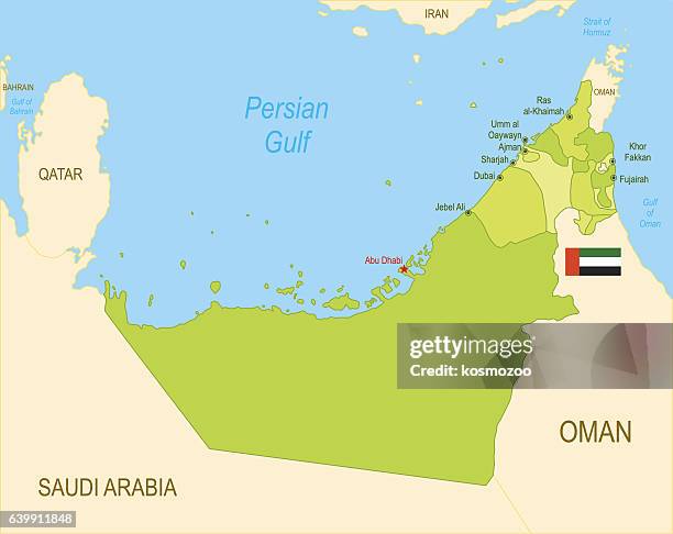 united arab emirates - map of the uae stock illustrations