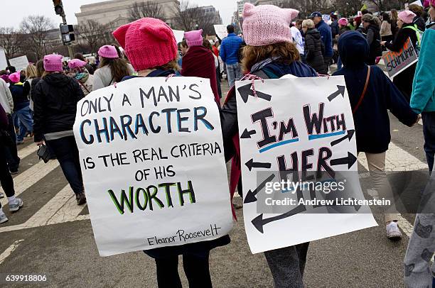 One day after Donald Trump's presidential inauguration, an estimated 600,000 anti-Trump protestors fill the streets during the Women's March on...