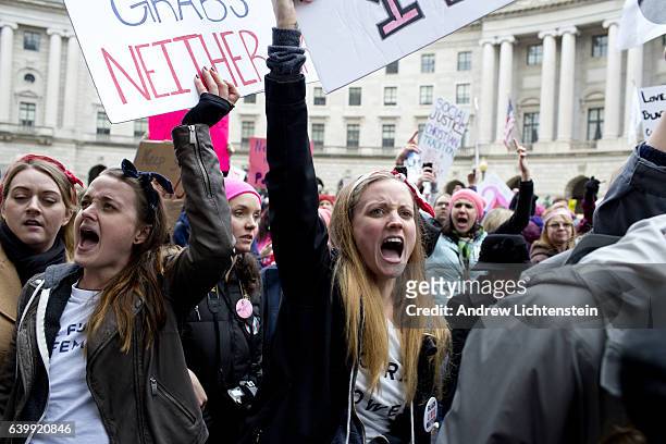 One day after Donald Trump's presidential inauguration, an estimated 600,000 anti-Trump protestors fill the streets during the Women's March on...