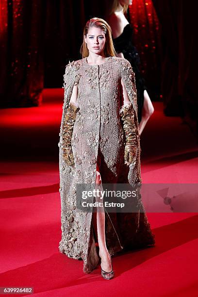 Model walks the runway during the Ulyana Sergeenk Spring Summer 2017 show as part of Paris Fashion Week on January 25, 2017 in Paris, France.