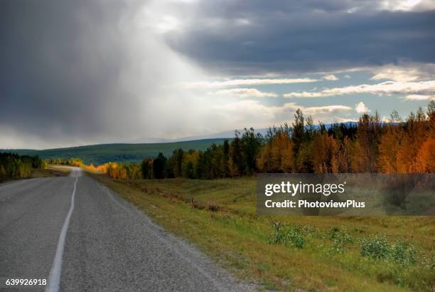 incoming storm across the alcan highway - alcan highway stock pictures, royalty-free photos & images