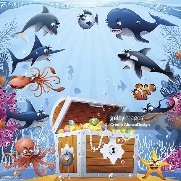 treasure under the sea - anemonefish 幅插畫檔、美工圖案、卡通及圖標
