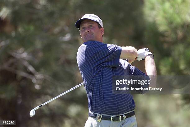 Jerry Kelly hits a shot during the third round of the Reno-Tahoe Open at the Montreux Golf Club in Reno, Nevada. DIGITAL IMAGE. Mandatory Credit:...