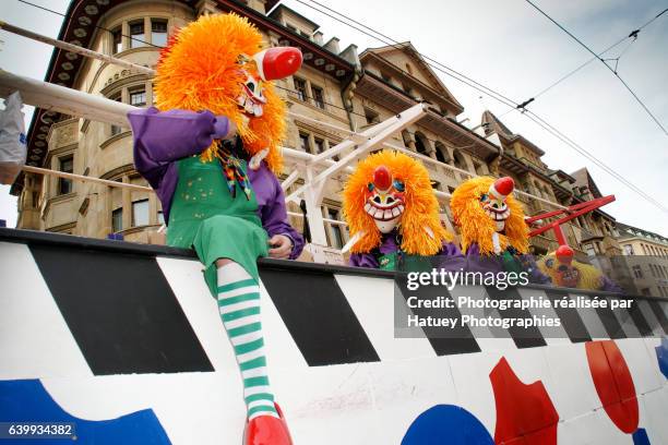 basel carnival. waggis mask. - waggis stock pictures, royalty-free photos & images