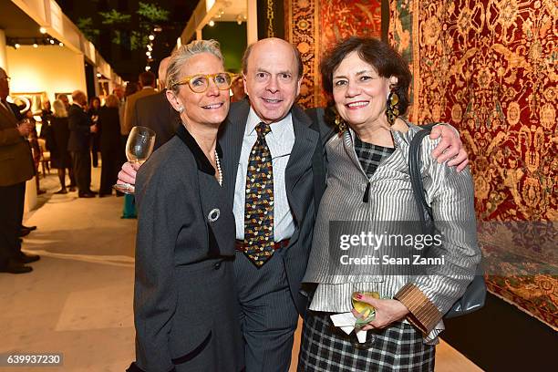 Nancy Druckman, Jay Cantor and Deborah Force attend 2017 Winter Antiques Show Opening Night Party at Park Avenue Armory on January 19, 2017 in New...