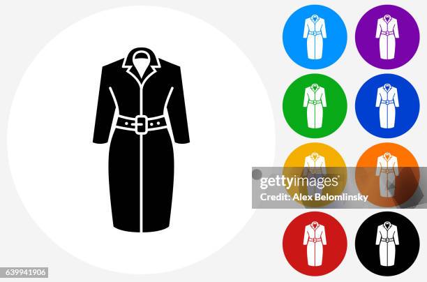 jacket icon on flat color circle buttons - yellow jacket stock illustrations