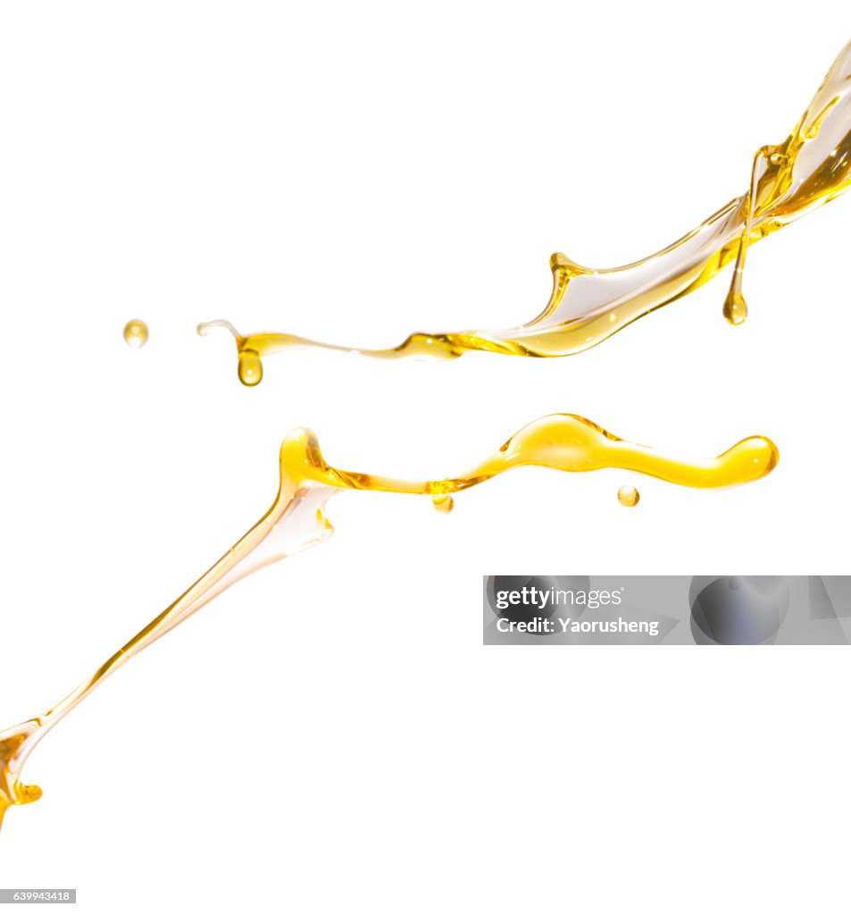 Active oil splash in white background