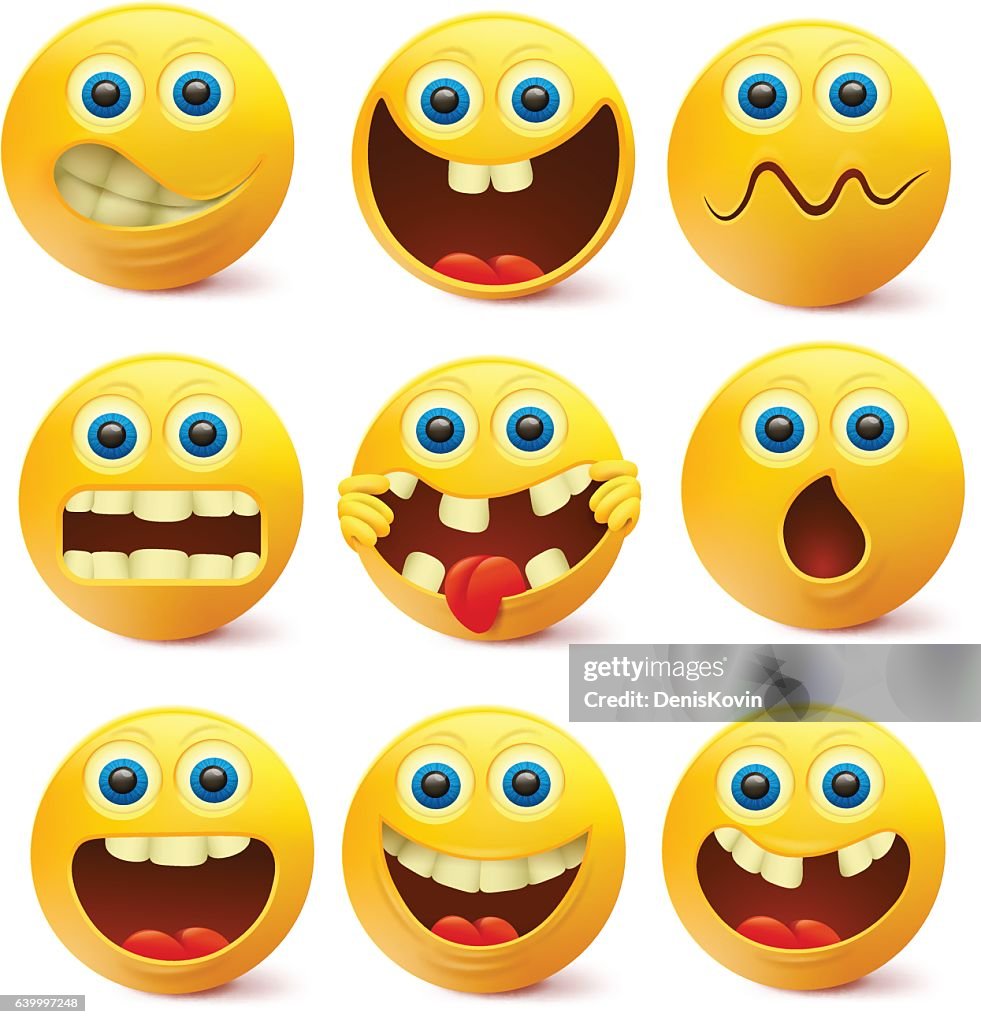 Smiley Rij Yellow Smiley Faces Emoji Characters Template High-Res Vector Graphic ...