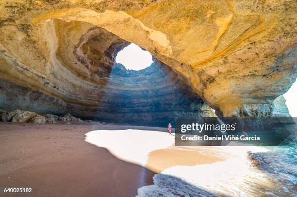 portugal, beach of benagil, cave. - portugal coast stock pictures, royalty-free photos & images