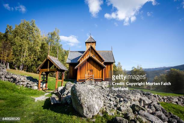 uvdal stave church - østfold stock pictures, royalty-free photos & images