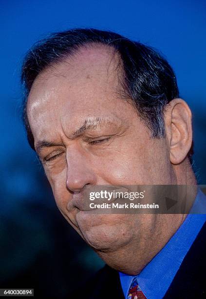 Headshot of American politician Bill Bradley, Washington DC, 1997.